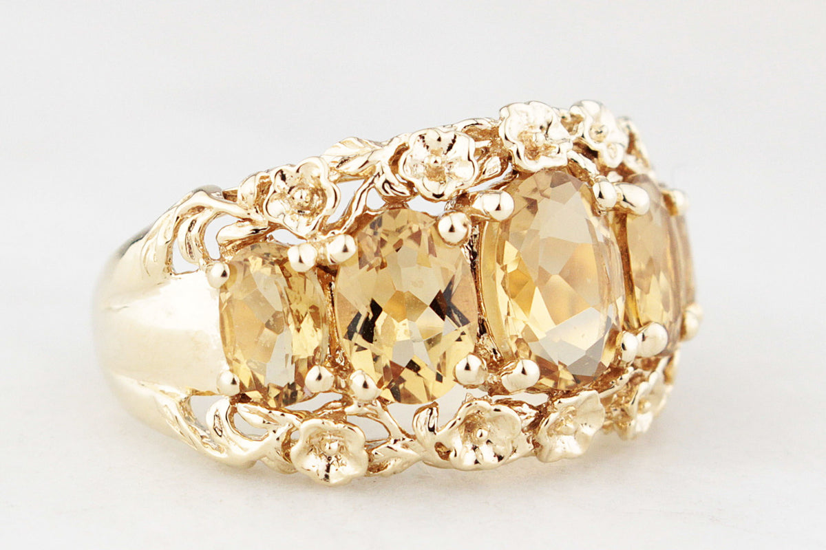 VINTAGE CITRINE RING 9ct GOLD
