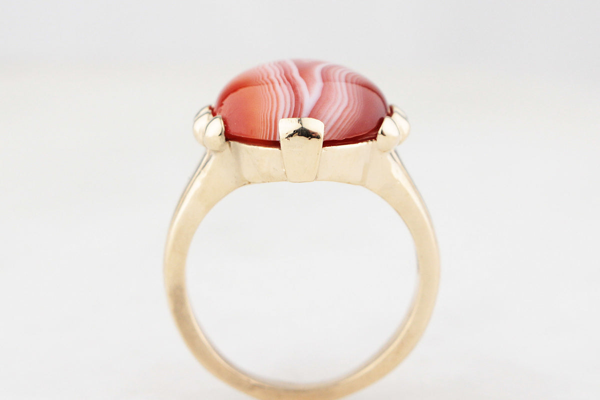 BESPOKE BANDED AGATE RING 9ct GOLD