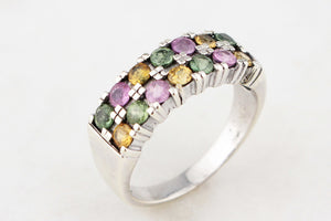 VINTAGE MULTI-HUED SAPPHIRE RING 9ct GOLD