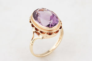 VINTAGE 1968 AMETHYST COCKTAIL RING 9ct GOLD