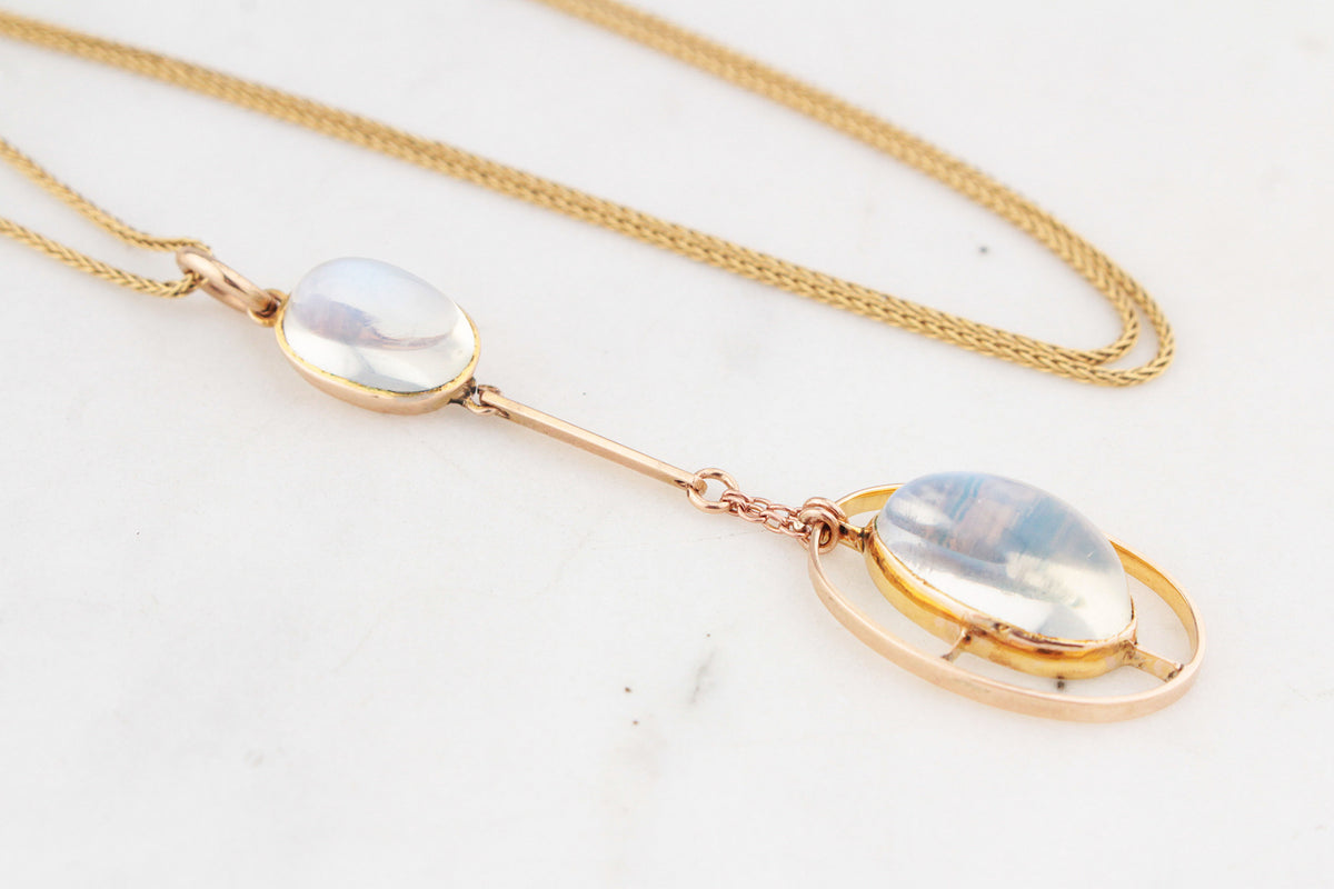 ANTIQUE EDWARDIAN MOONSTONE PENDANT 9ct GOLD