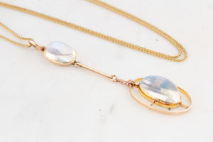 ANTIQUE EDWARDIAN MOONSTONE PENDANT 9ct GOLD