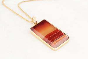 ANTIQUE AUSTRALIAN BANDED AGATE PENDANT 9ct GOLD