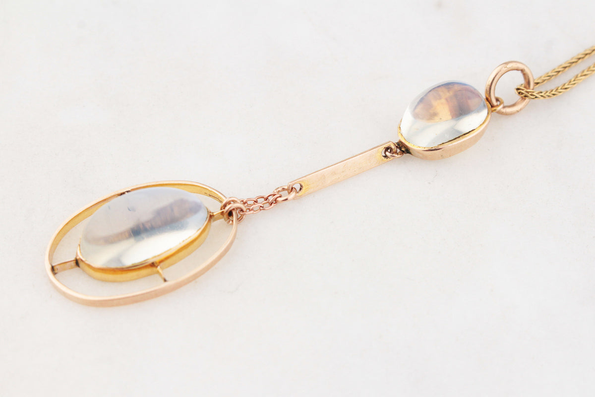 ANTIQUE EDWARDIAN MOONSTONE PENDANT 9ct GOLD