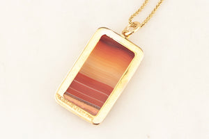 ANTIQUE AUSTRALIAN BANDED AGATE PENDANT 9ct GOLD