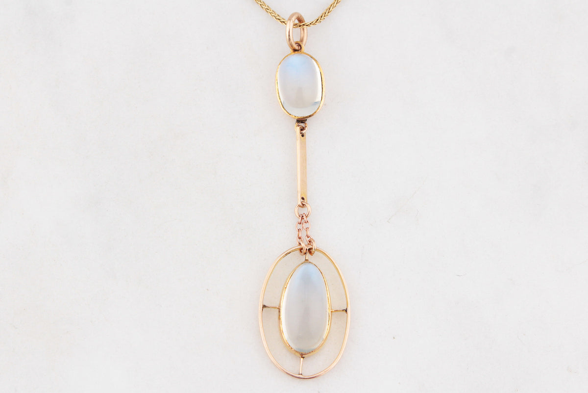 ANTIQUE EDWARDIAN MOONSTONE PENDANT 9ct GOLD