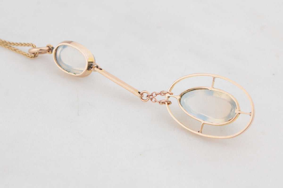 ANTIQUE EDWARDIAN MOONSTONE PENDANT 9ct GOLD