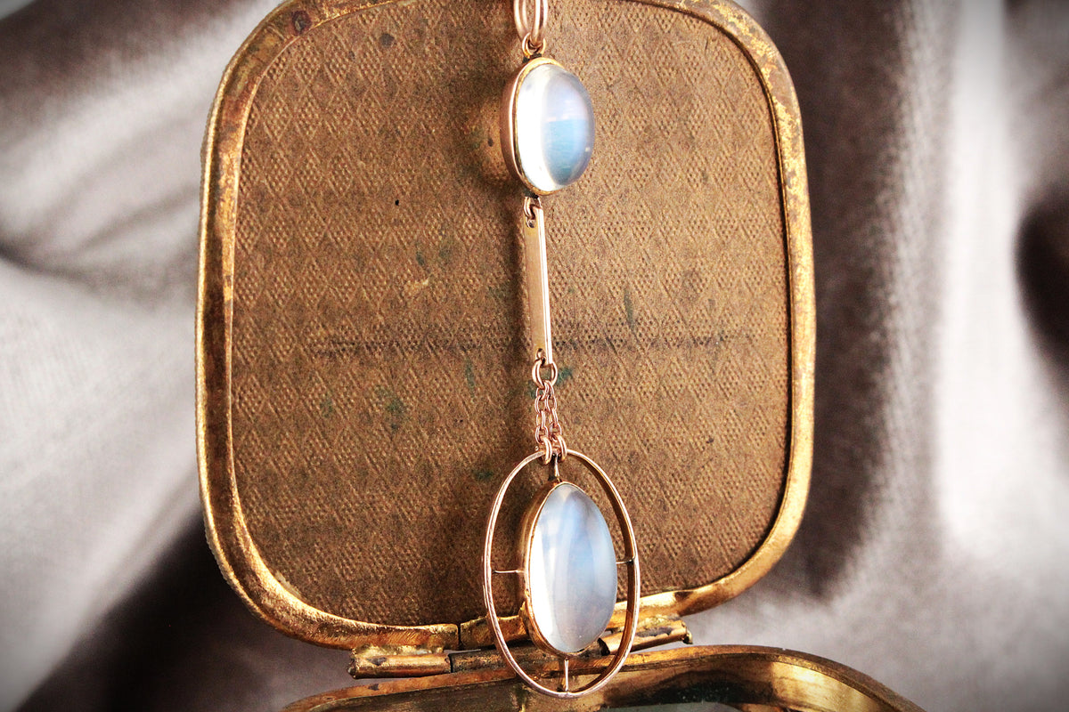 ANTIQUE EDWARDIAN MOONSTONE PENDANT 9ct GOLD