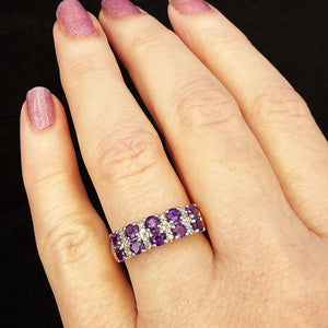 VINTAGE AMETHYST & DIAMOND RING 9ct GOLD