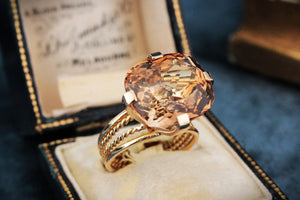 VINTAGE 17ct IMPERIAL TOPAZ COCKTAIL RING 14ct GOLD