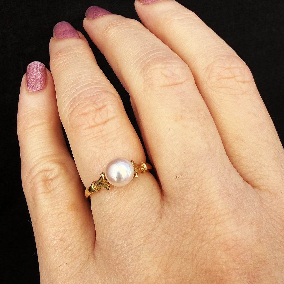 VINTAGE AKOYA PEARL RING BY MIKIMOTO 18ct GOLD