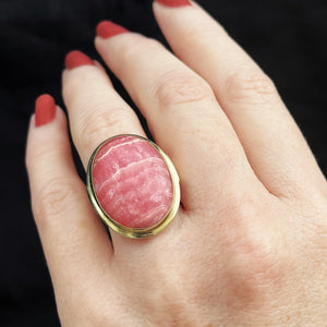 VINTAGE MID-CENTURY RHODOCHROSITE RING 8ct GOLD