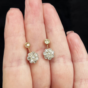 ANTIQUE EDWARDIAN .80ct DIAMOND EARRINGS 9ct GOLD