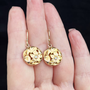 ANTIQUE VICTORIAN DIAMOND EARRINGS 12ct GOLD