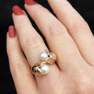 ANTIQUE ART NOUVEAU PEARL RING 9ct ROSE GOLD