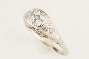 ART DECO c1930 DIAMOND RING 18ct WHITE GOLD