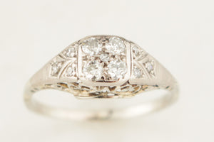 ART DECO c1930 DIAMOND RING 18ct WHITE GOLD
