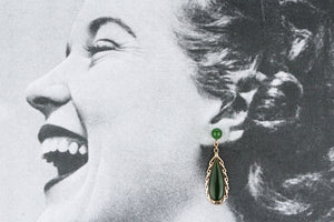 VINTAGE NEPHRITE JADE EARRINGS 14ct GOLD