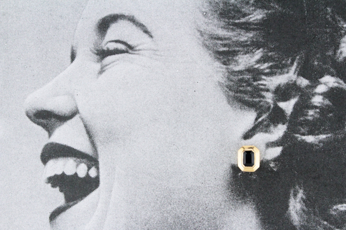 VINTAGE ESTATE 3.80ct SAPPHIRE STUD EARRINGS 18ct GOLD