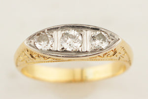 ANTIQUE c1910 DIAMOND RING 18ct YELLOW GOLD & PLATINUM