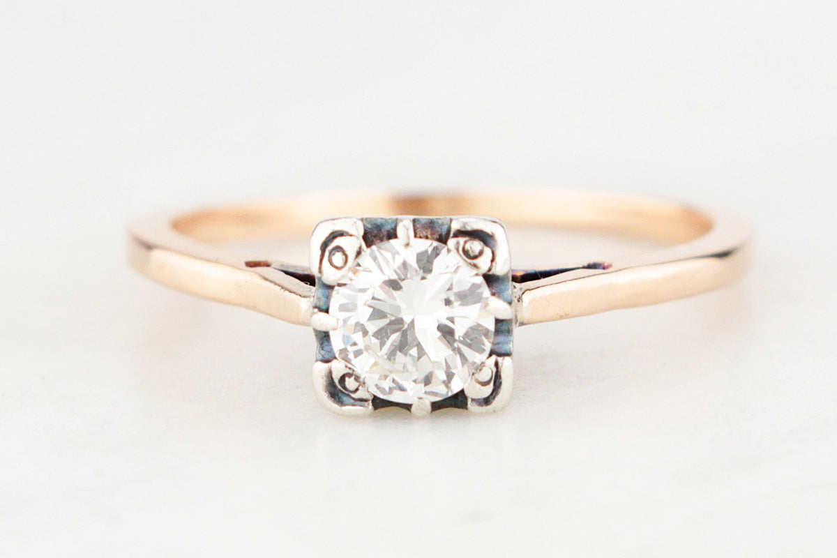 ANTIQUE .40ct SOLITAIRE DIAMOND RING 18ct GOLD