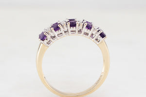 VINTAGE AMETHYST & DIAMOND RING 9ct GOLD