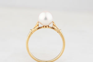 VINTAGE AKOYA PEARL RING BY MIKIMOTO 18ct GOLD