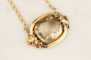 ANTIQUE VICTORIAN 16.7ct CITRINE NECKLACE 15ct YELLOW GOLD