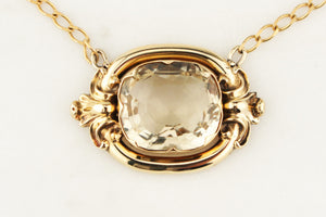 ANTIQUE VICTORIAN 16.7ct CITRINE NECKLACE 15ct YELLOW GOLD