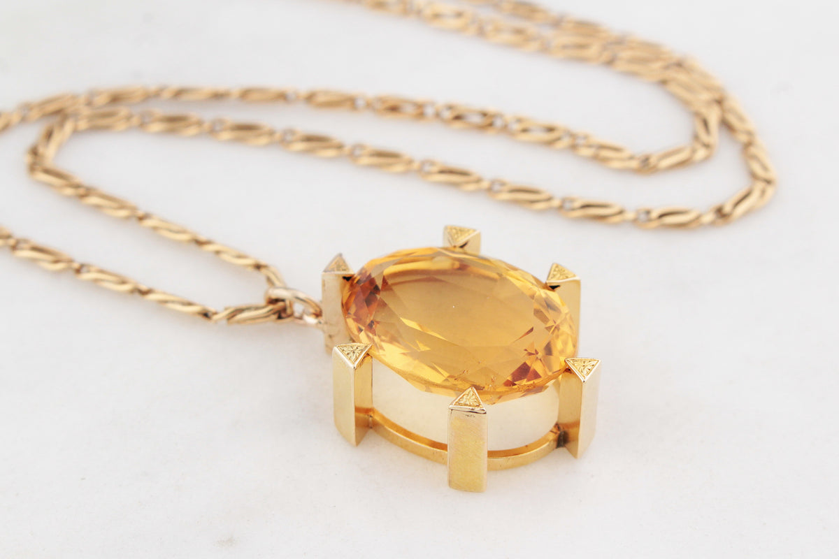 ANTIQUE LATE VICTORIAN/EARLY EDWARDIAN CITRINE PENDANT 15ct GOLD