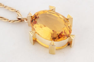 ANTIQUE LATE VICTORIAN/EARLY EDWARDIAN CITRINE PENDANT 15ct GOLD
