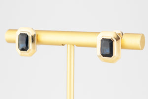 VINTAGE ESTATE 3.80ct SAPPHIRE STUD EARRINGS 18ct GOLD