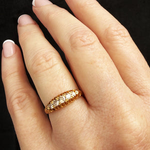 ANTIQUE LATE EDWARDIAN FIVE STONE DIAMOND RING 18ct GOLD