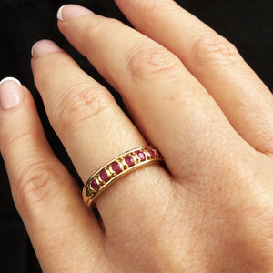 RETRO RUBY HALF-HOOP RING 9ct GOLD