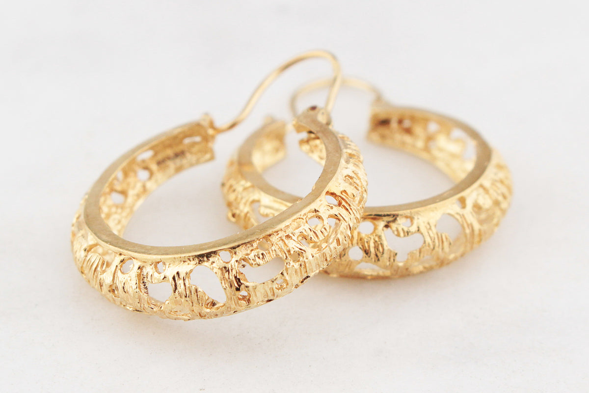 MID-CENTURY HOOP EARRINGS 14ct GOLD