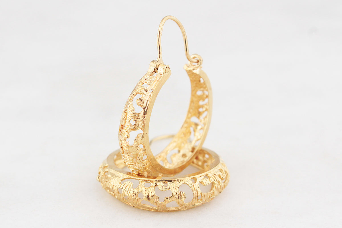 MID-CENTURY HOOP EARRINGS 14ct GOLD