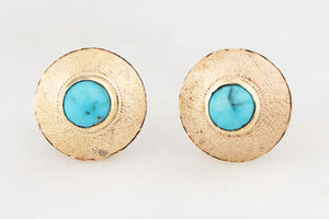 VINTAGE MID-CENTURY TURQUOISE EARRINGS 18ct GOLD