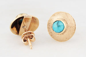 VINTAGE MID-CENTURY TURQUOISE EARRINGS 18ct GOLD