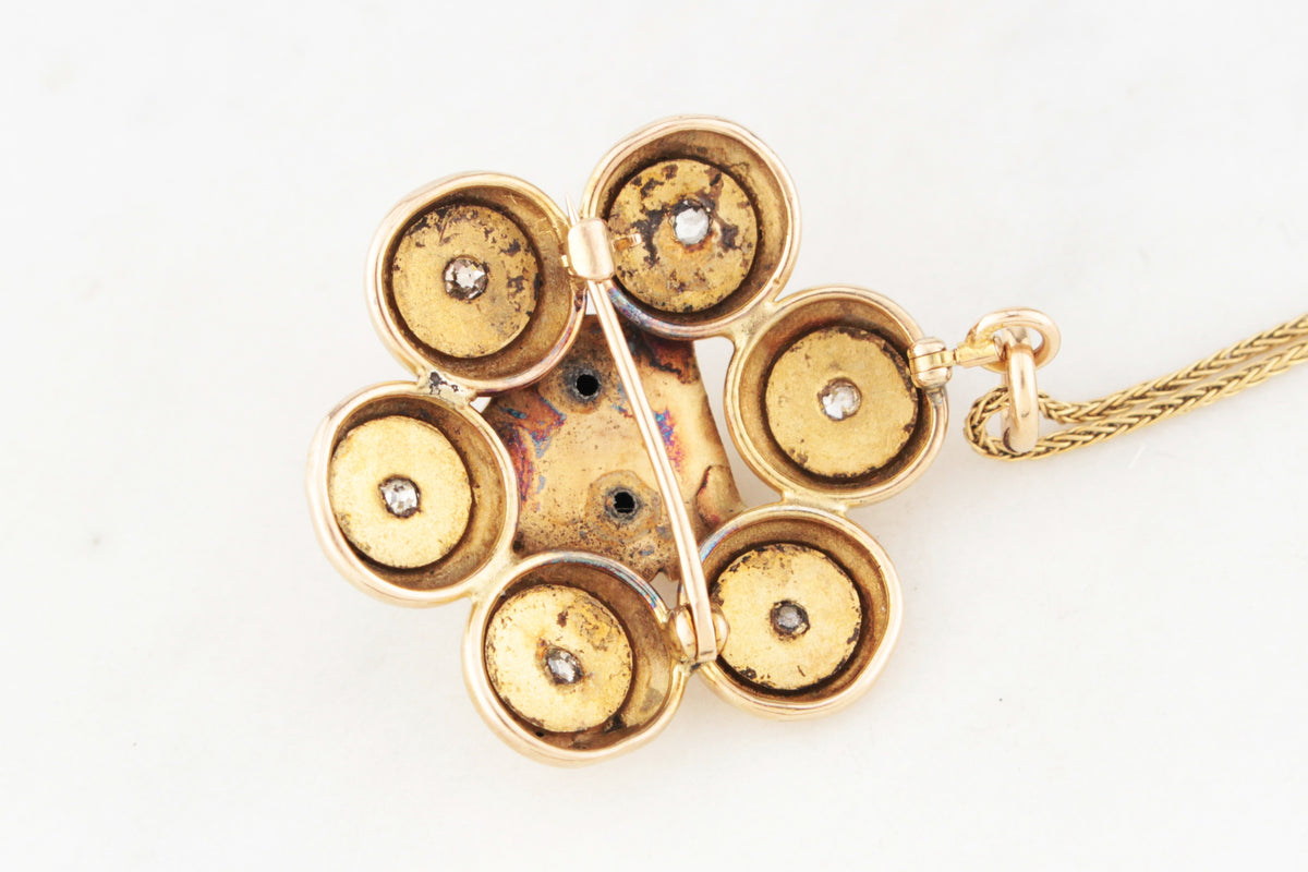 ANTIQUE VICTORIAN DIAMOND LION PENDANT/BROOCH 9ct GOLD