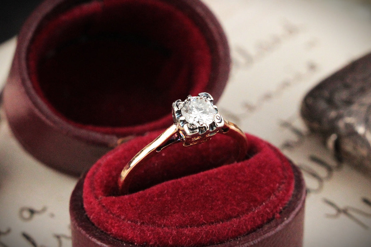 ANTIQUE .40ct SOLITAIRE DIAMOND RING 18ct GOLD