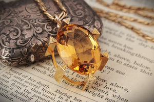 ANTIQUE LATE VICTORIAN/EARLY EDWARDIAN CITRINE PENDANT 15ct GOLD