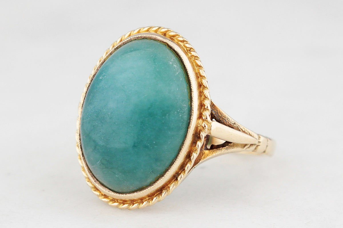 MID-CENTURY AVENTURINE QUARTZ RING 9ct GOLD