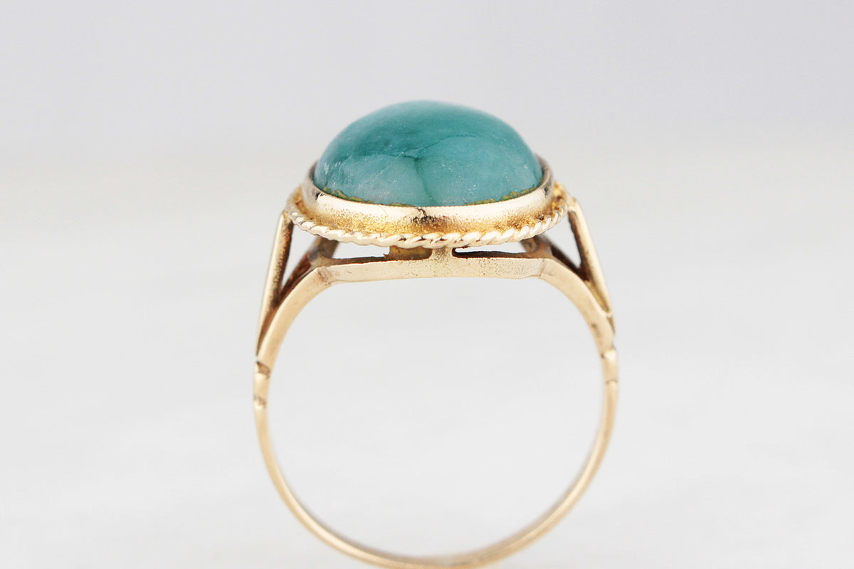 MID-CENTURY AVENTURINE QUARTZ RING 9ct GOLD