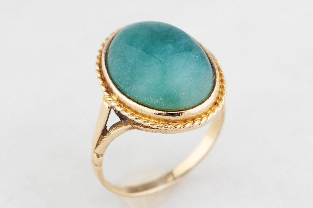 MID-CENTURY AVENTURINE QUARTZ RING 9ct GOLD