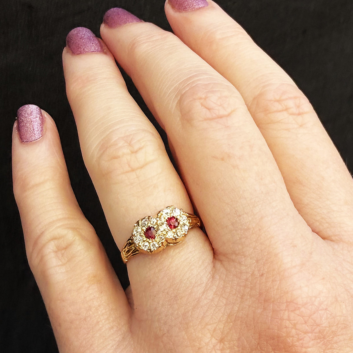 ANTIQUE EDWARDIAN RUBY & DIAMOND CLUSTER RING 18ct GOLD