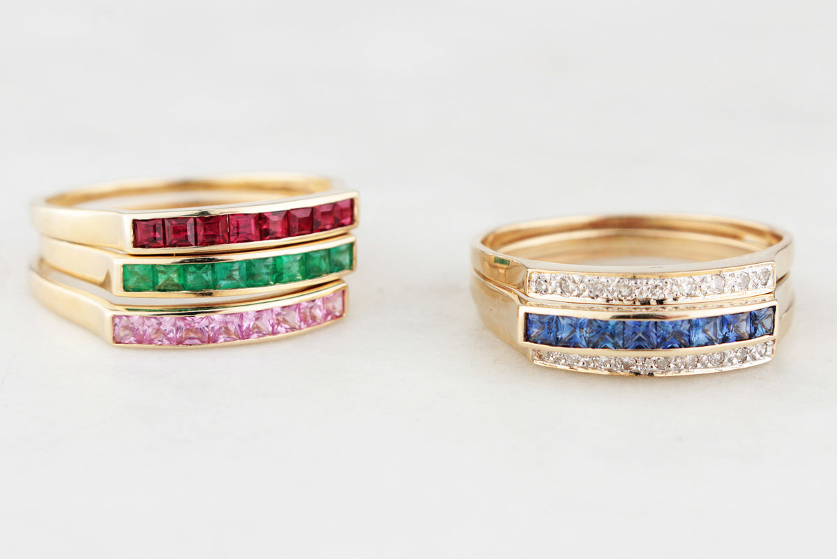 VINTAGE INTERCHANGEABLE GEMSTONE RING 14ct GOLD