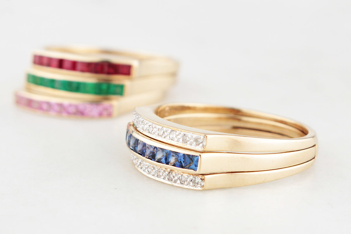 VINTAGE INTERCHANGEABLE GEMSTONE RING 14ct GOLD