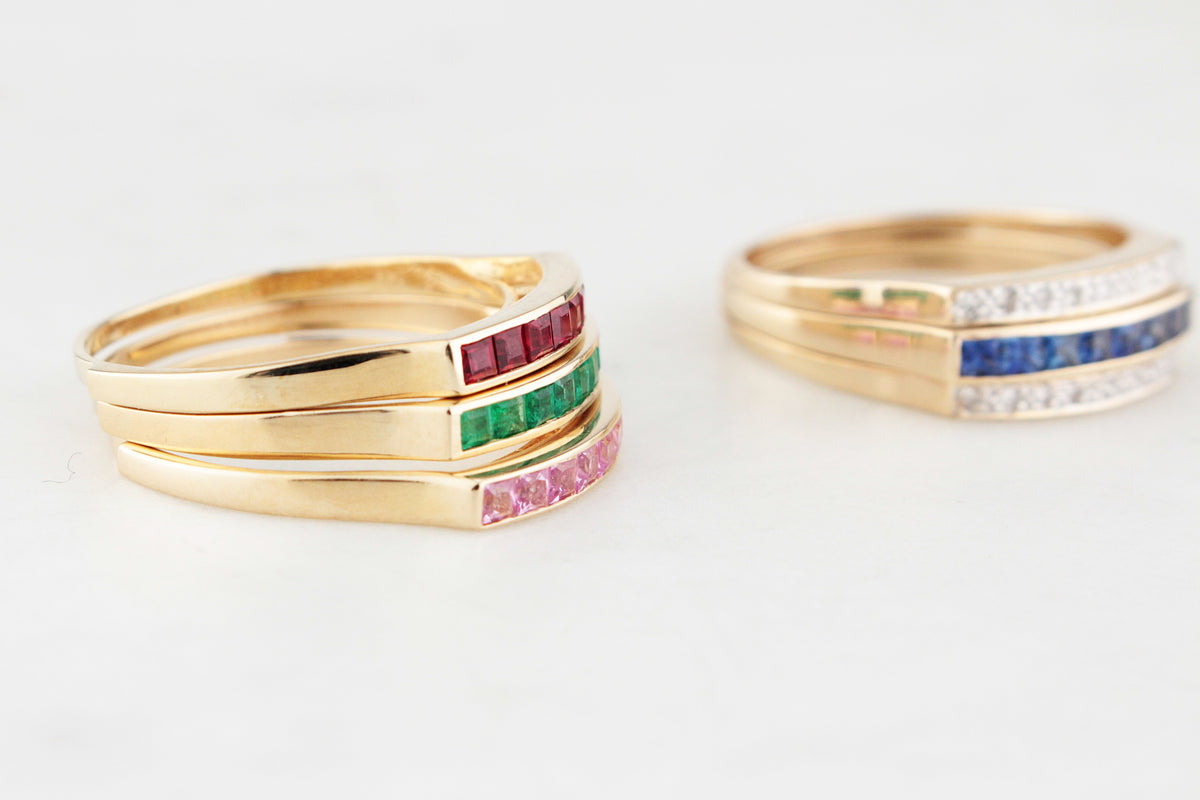 VINTAGE INTERCHANGEABLE GEMSTONE RING 14ct GOLD