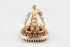VINTAGE ONYX INTAGLIO FOB PENDANT 14ct GOLD