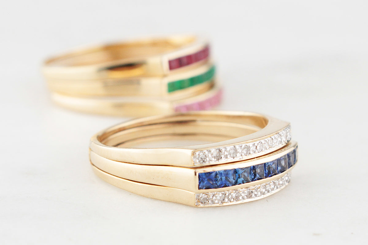 VINTAGE INTERCHANGEABLE GEMSTONE RING 14ct GOLD